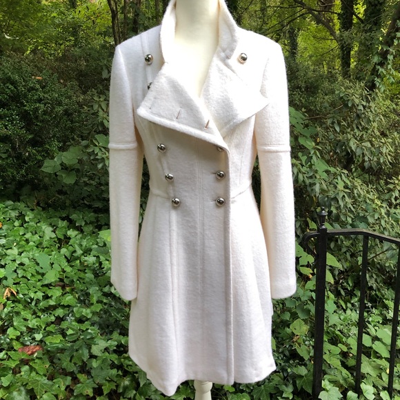 Guess Jackets & Blazers - NWOT Gorgeous Guess Ivory Wool Blend Winter Coat